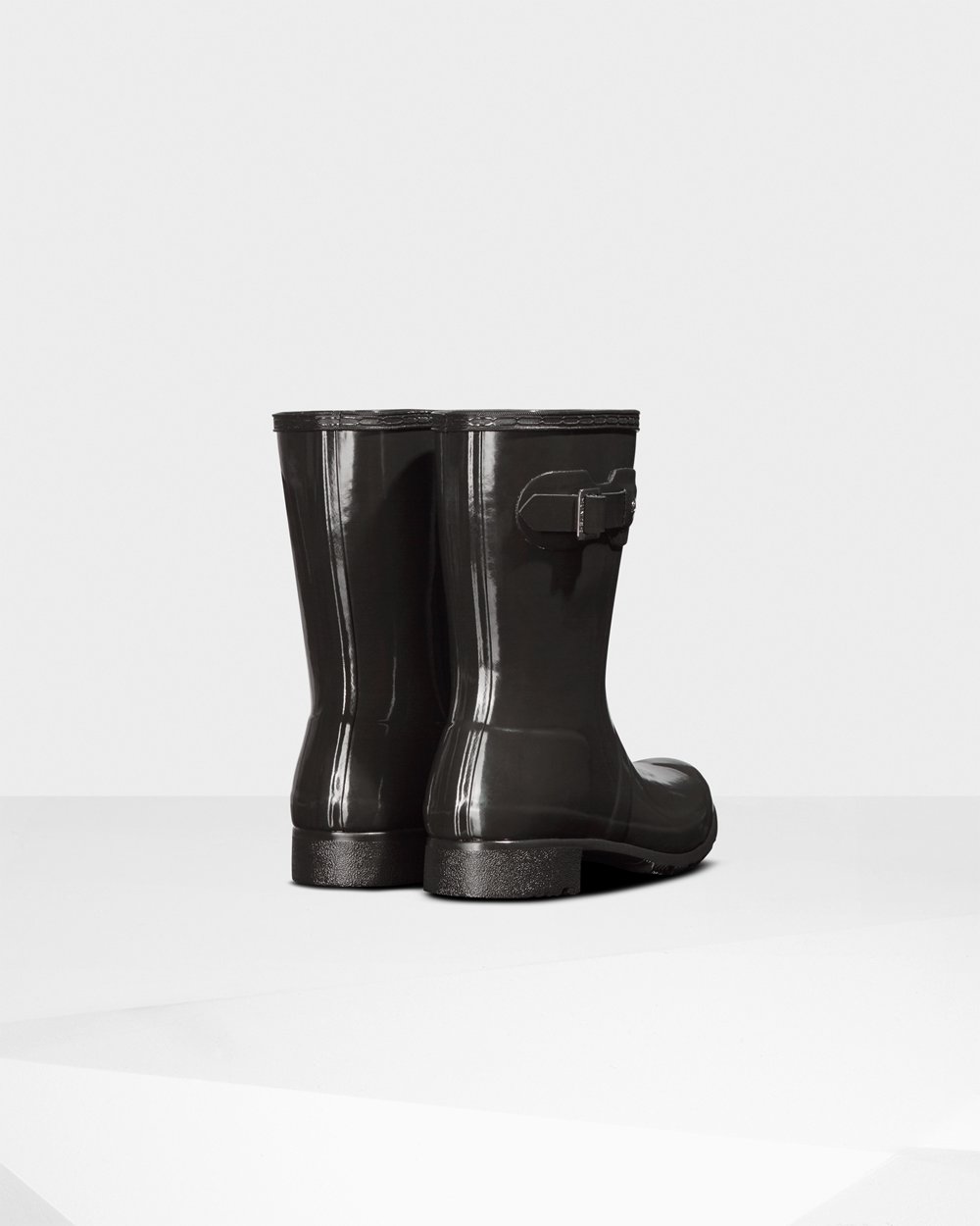 Galochas Curtas Hunter Feminina Cinzentas Escuro - Original Tour Foldable Gloss - 75CYQAHZT